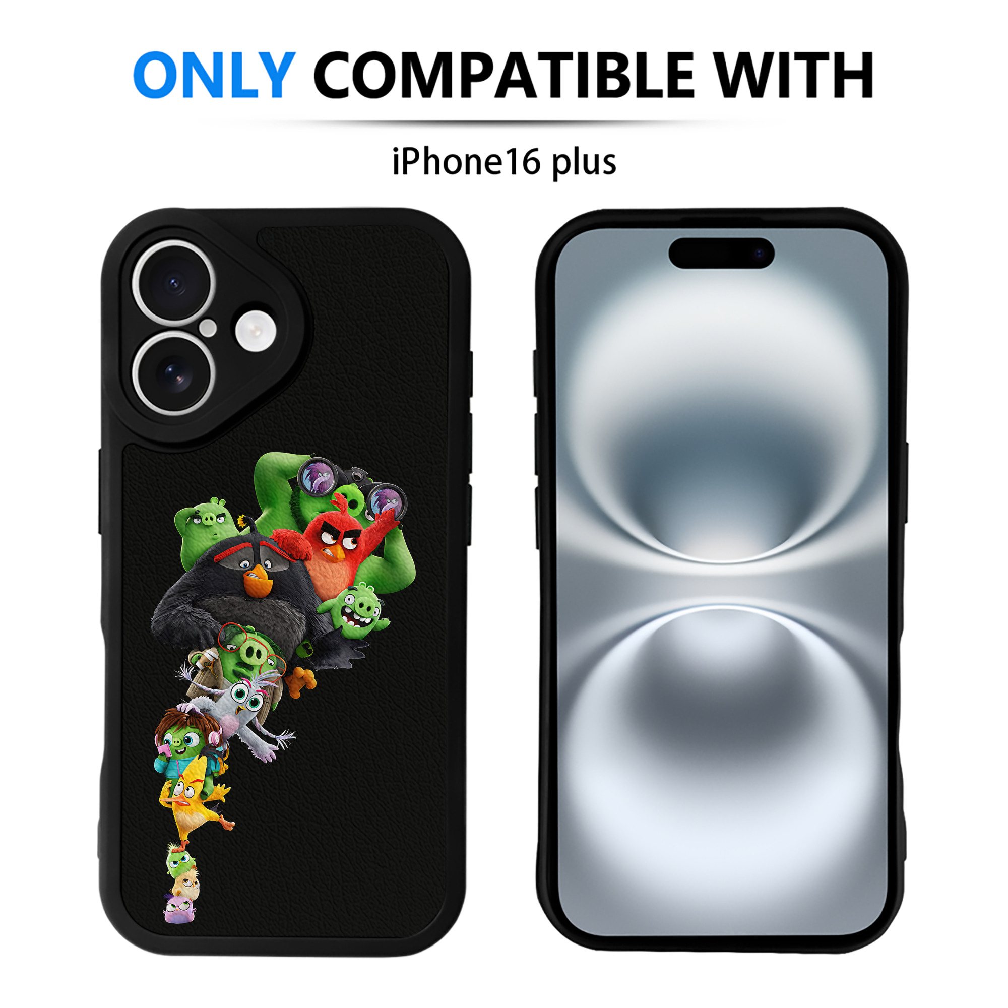 （画像用） Angry Birds アングリーバード 【iPhone 16シリーズ対応】シリコンスマホケース（レザー調） 材質：シリコン